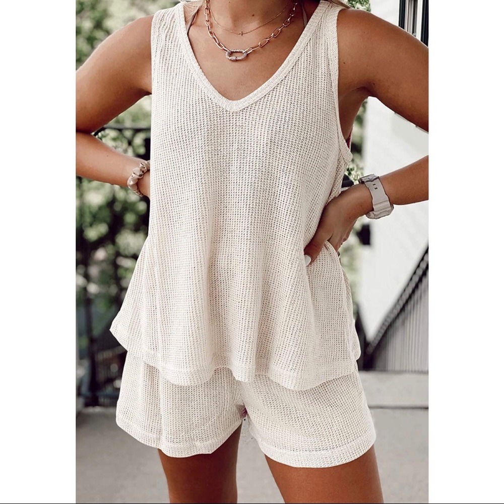 Casual Knit Tank & Shorts Loungewear Set